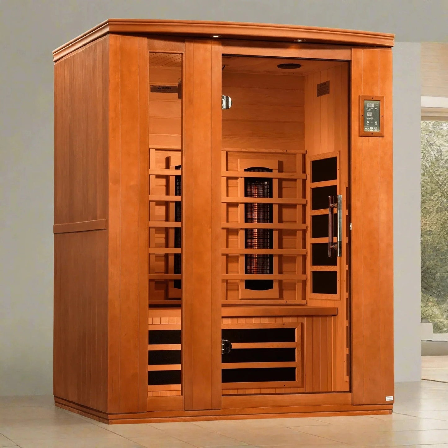 Dynamic Lugano 3-Person Full Spectrum Near Zero EMF (Under 2MG) FAR Infrared Sauna (Canadian Hemlock)-Dynamic Saunas-HQ Sauna